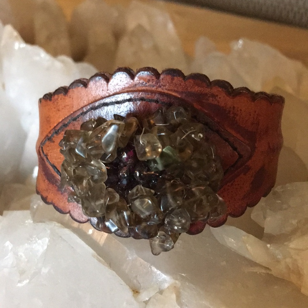 Leather beaded cuff